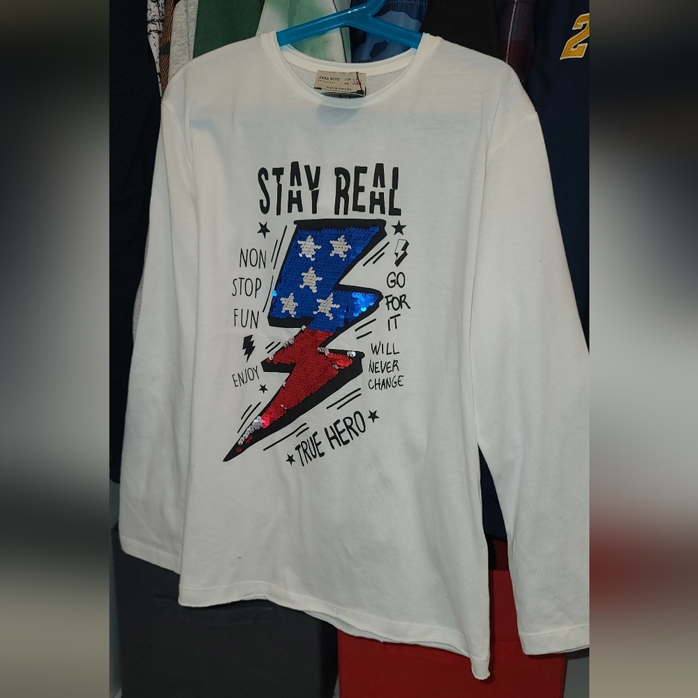 NWT Zara Stay Real true hero longsleeve t-shirt size US 9